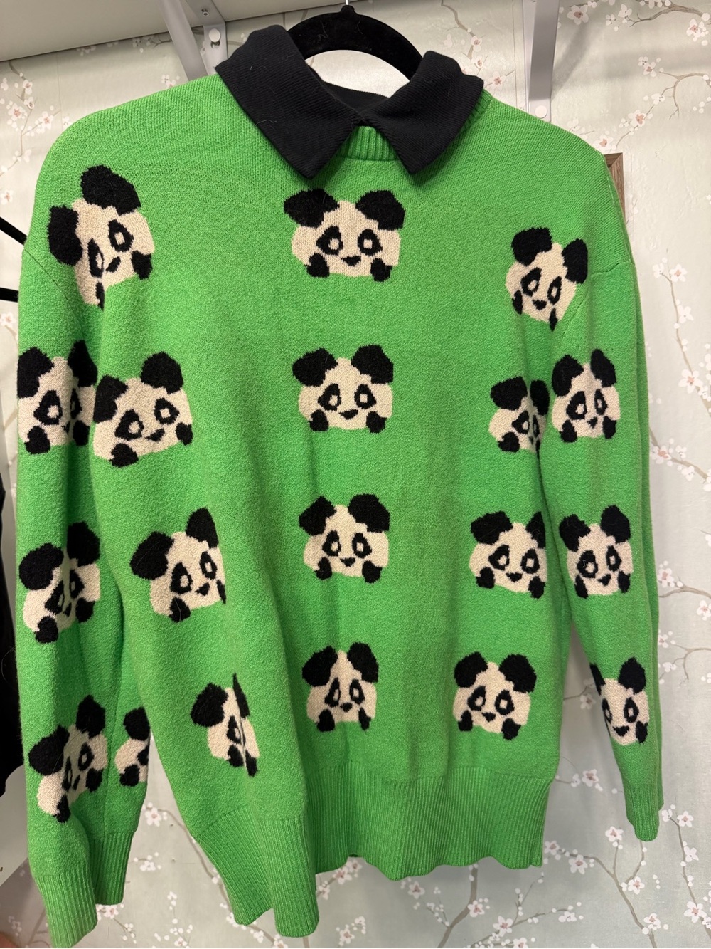 Native Youth Neon Green Panda Knit Sweater